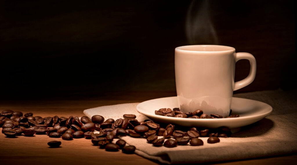 Steaming hot espresso in your mug.