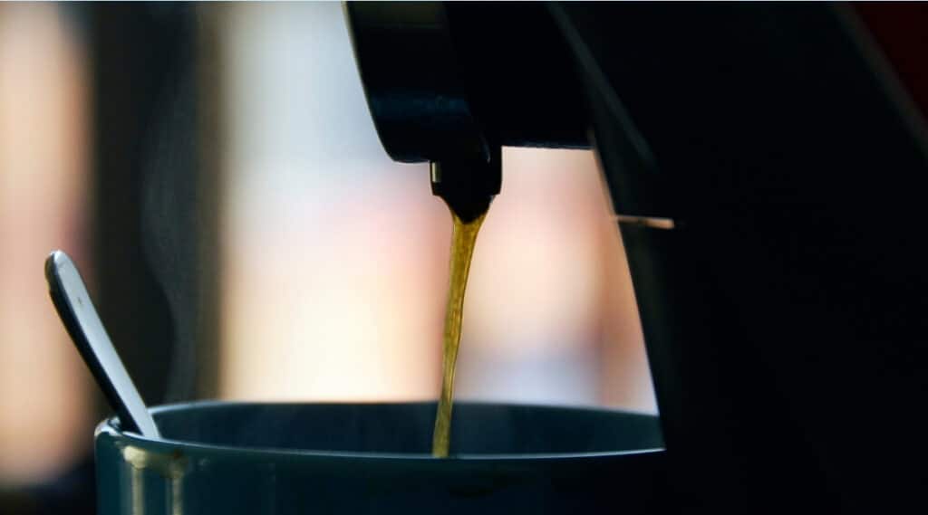 Brewing coffee in college dorm room. 